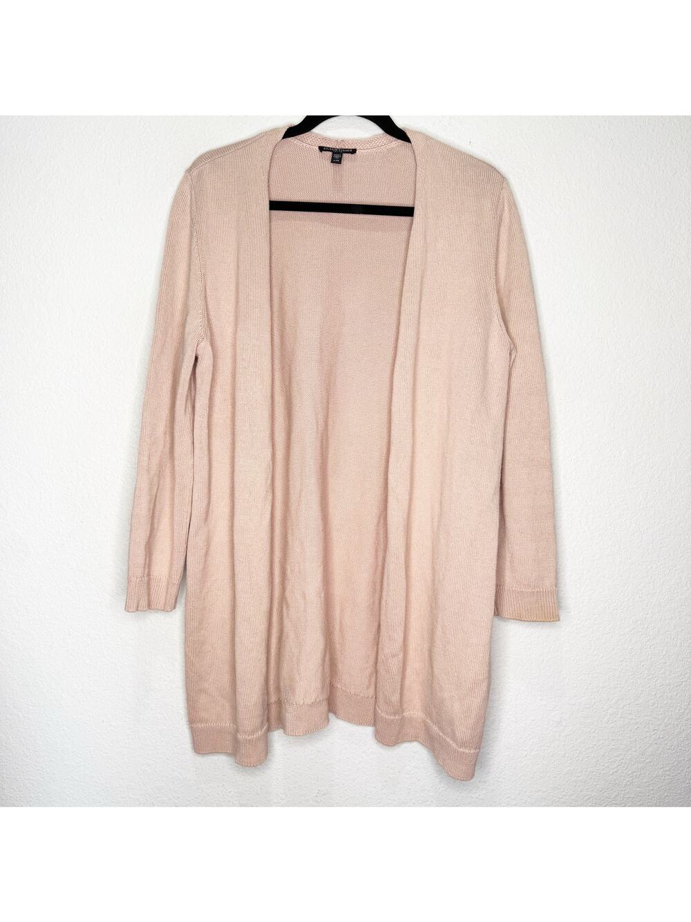 Eileen Fisher Organic Cotton Linen Long Cardigan Sweater Petite Large Pink